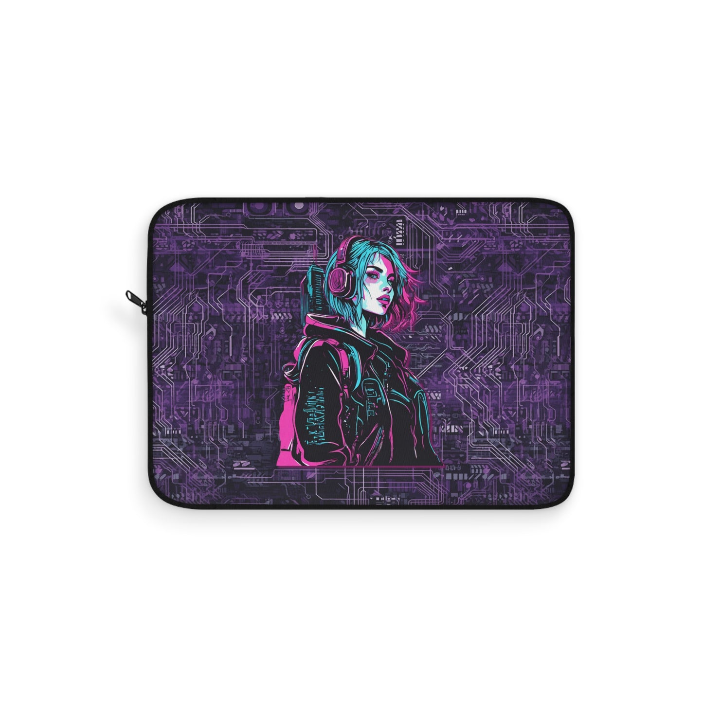 Laptop Sleeve - Neon Futuristic Lights Cyberpunk Girl