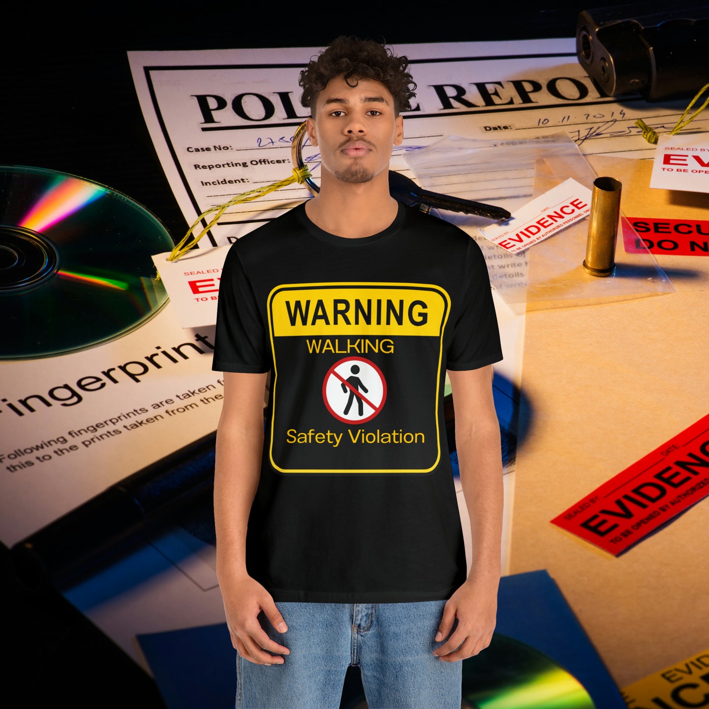 Warning Walking Safety Violation Unisex Jersey Short Sleeve Tee Gifts for Her Gifts For him