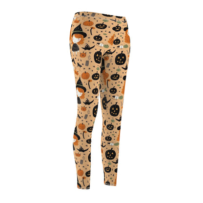 Halloween Trick or Treat Ghosts Witch Hats Jack o Lanterns Women's Cut & Sew Casual Leggings (AOP)