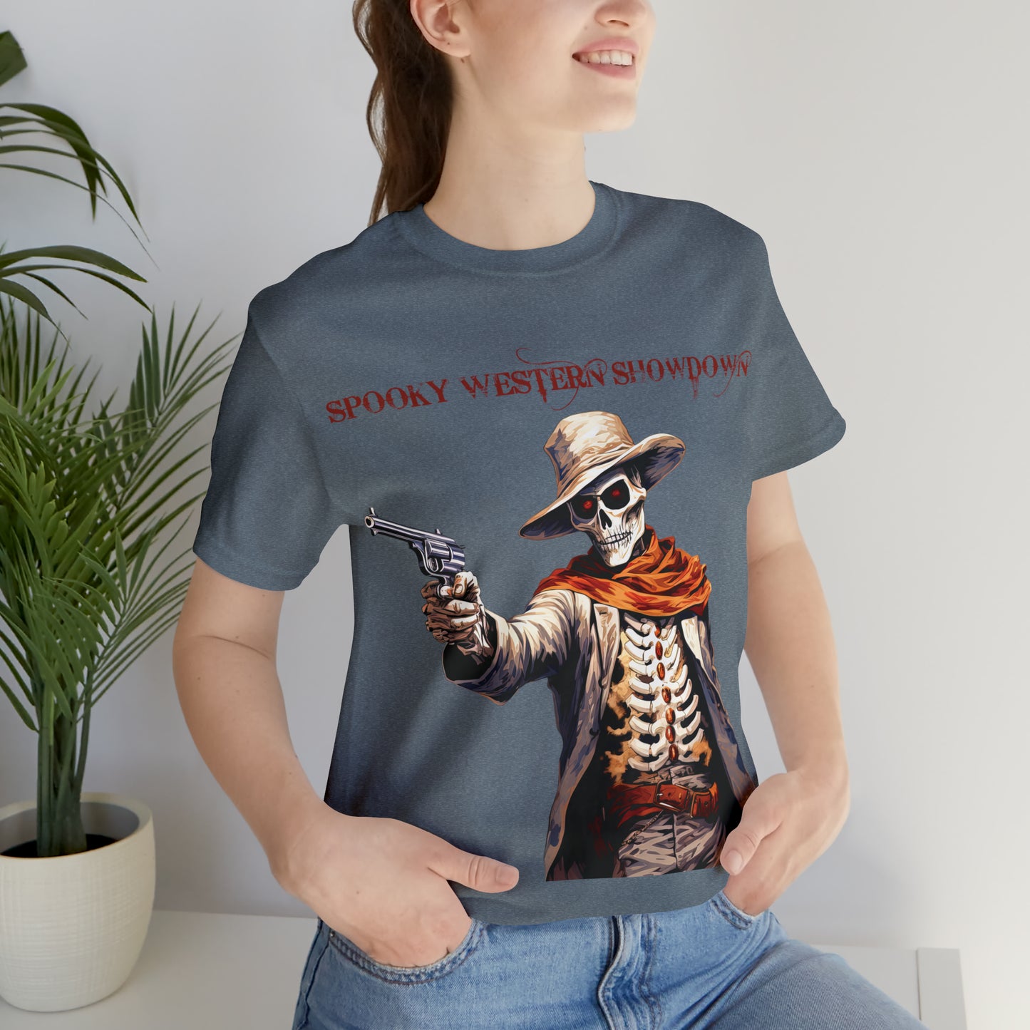 Spooky Western Showdown Western Halloween Unisex Jersey Short Sleeve Tee Gifts For Her Gifts For Him