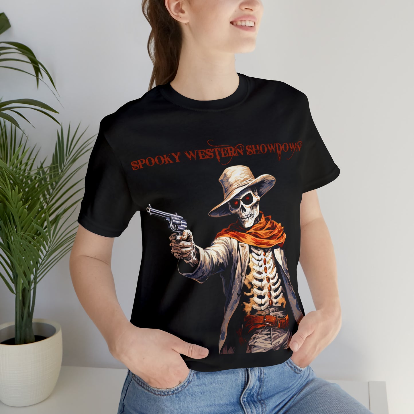 Spooky Western Showdown Western Halloween Unisex Jersey Short Sleeve Tee Gifts For Her Gifts For Him