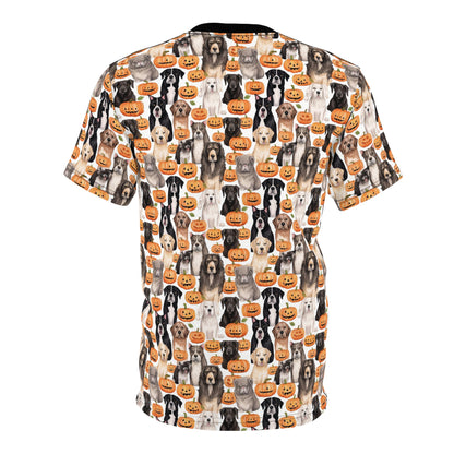 Halloween Dogs and Pumpkins Unisex Cut & Sew Tee (AOP)