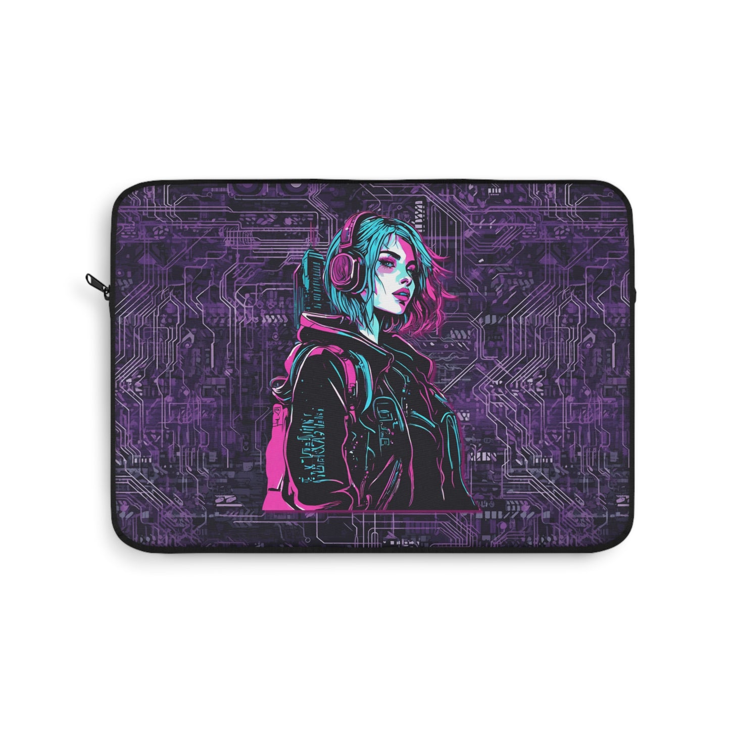 Laptop Sleeve - Neon Futuristic Lights Cyberpunk Girl