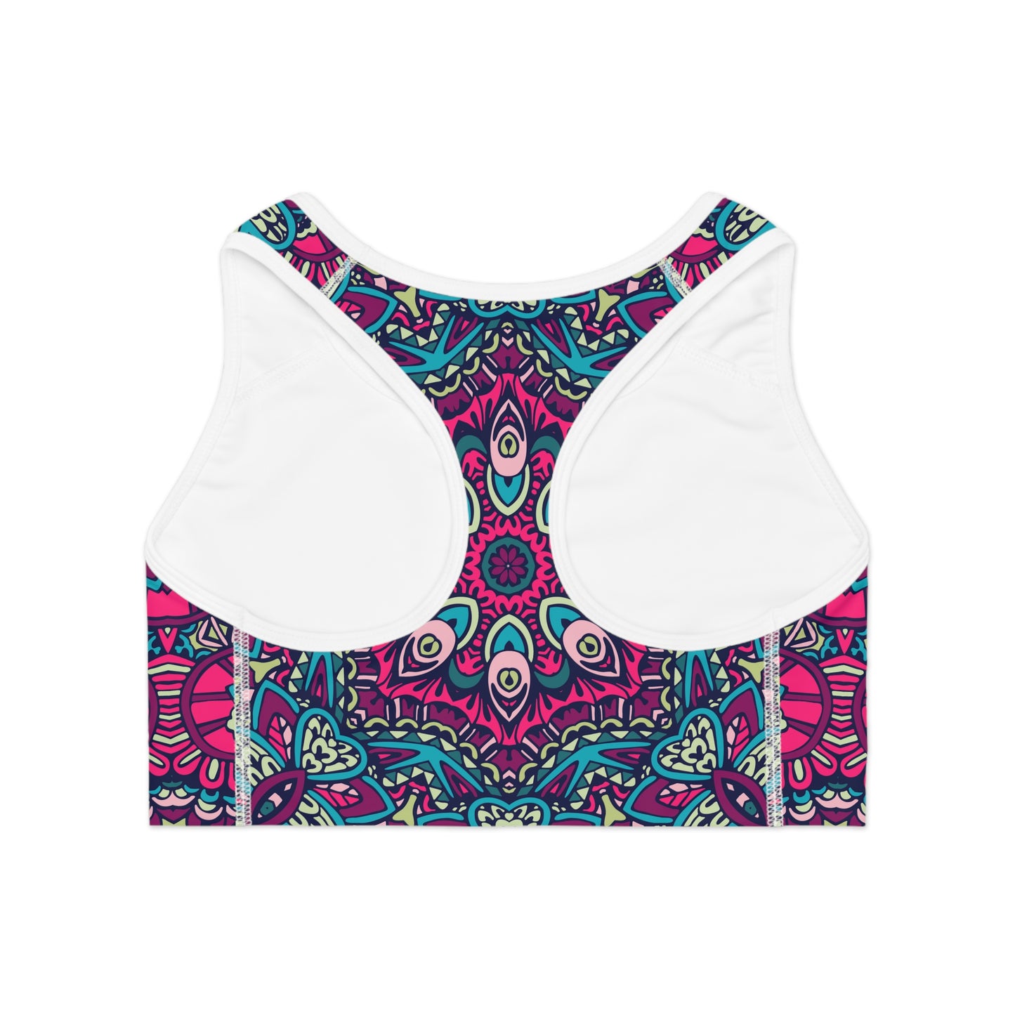 Purple Boho Vibes Sports Bra - AOP Design for Comfort and Style