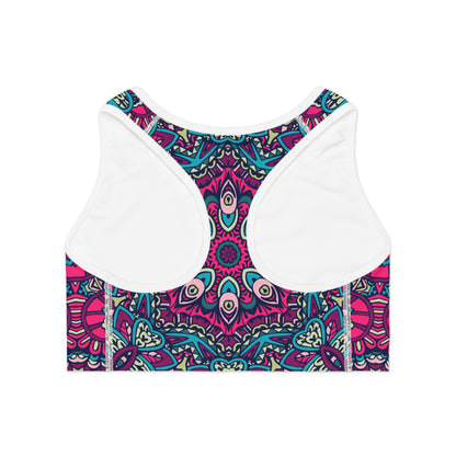 Purple Boho Vibes Sports Bra - AOP Design for Comfort and Style