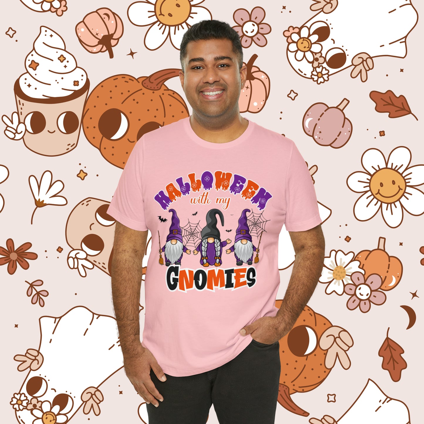 Halloween with my Gnomies Unisex Jersey Short Sleeve Tee Gifts for Him Gifts for Her