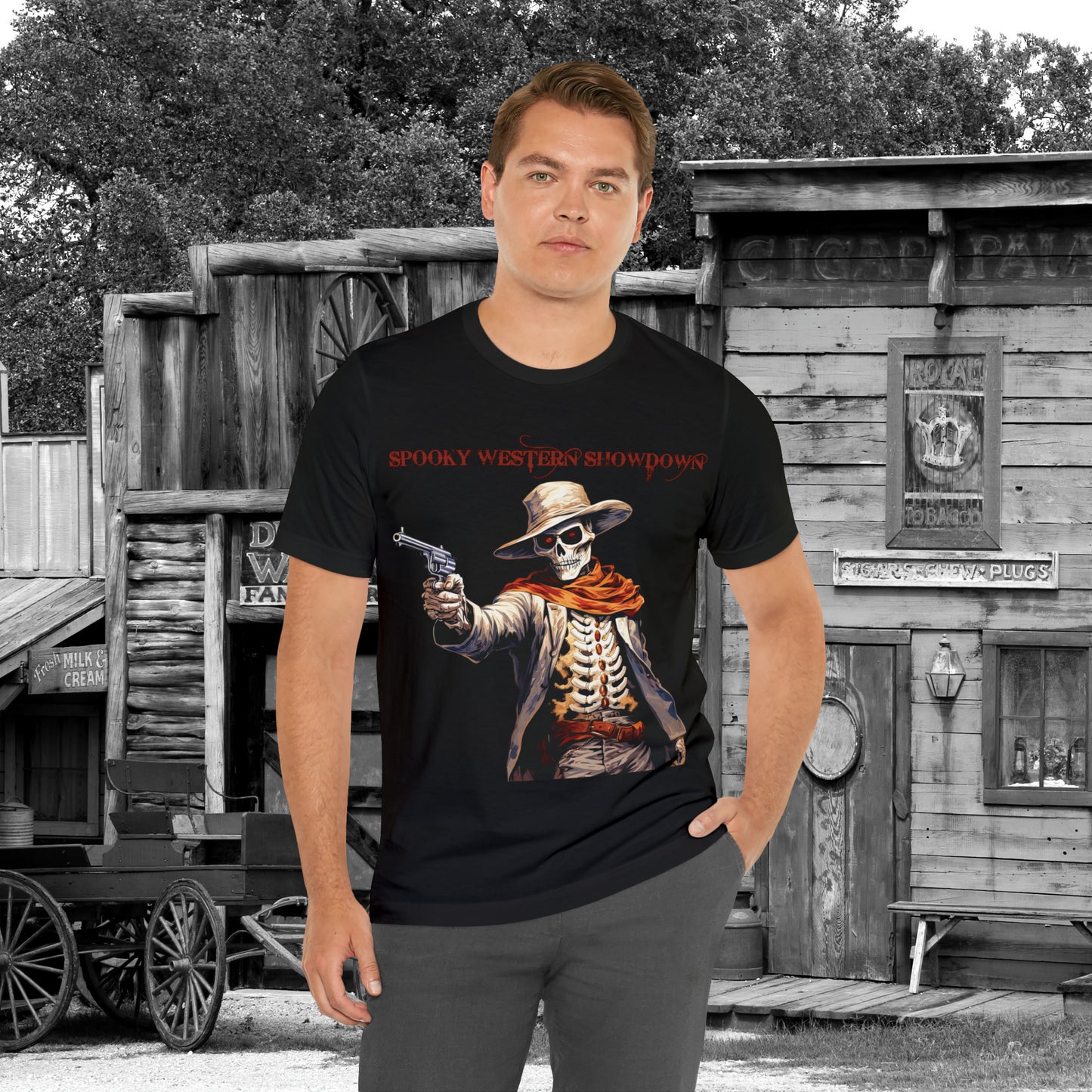 Spooky Western Showdown Western Halloween Unisex Jersey Short Sleeve Tee Gifts For Her Gifts For Him