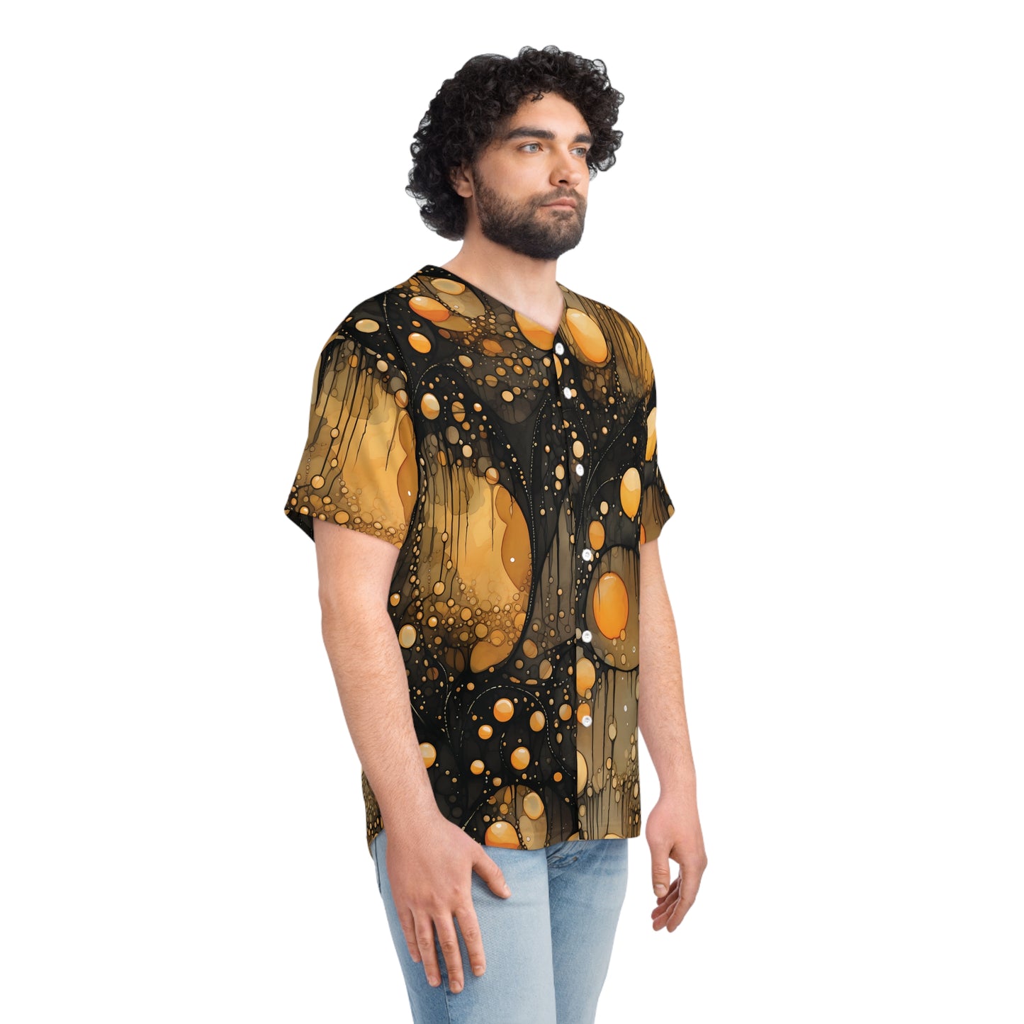 Flying Yellow Orbs Eerie Darky Men's Baseball Jersey (AOP)