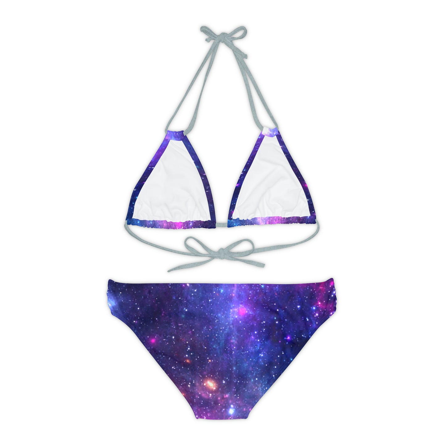 Purple Beyond the Stars Outer Space Out of this World Strappy Bikini Set (AOP)