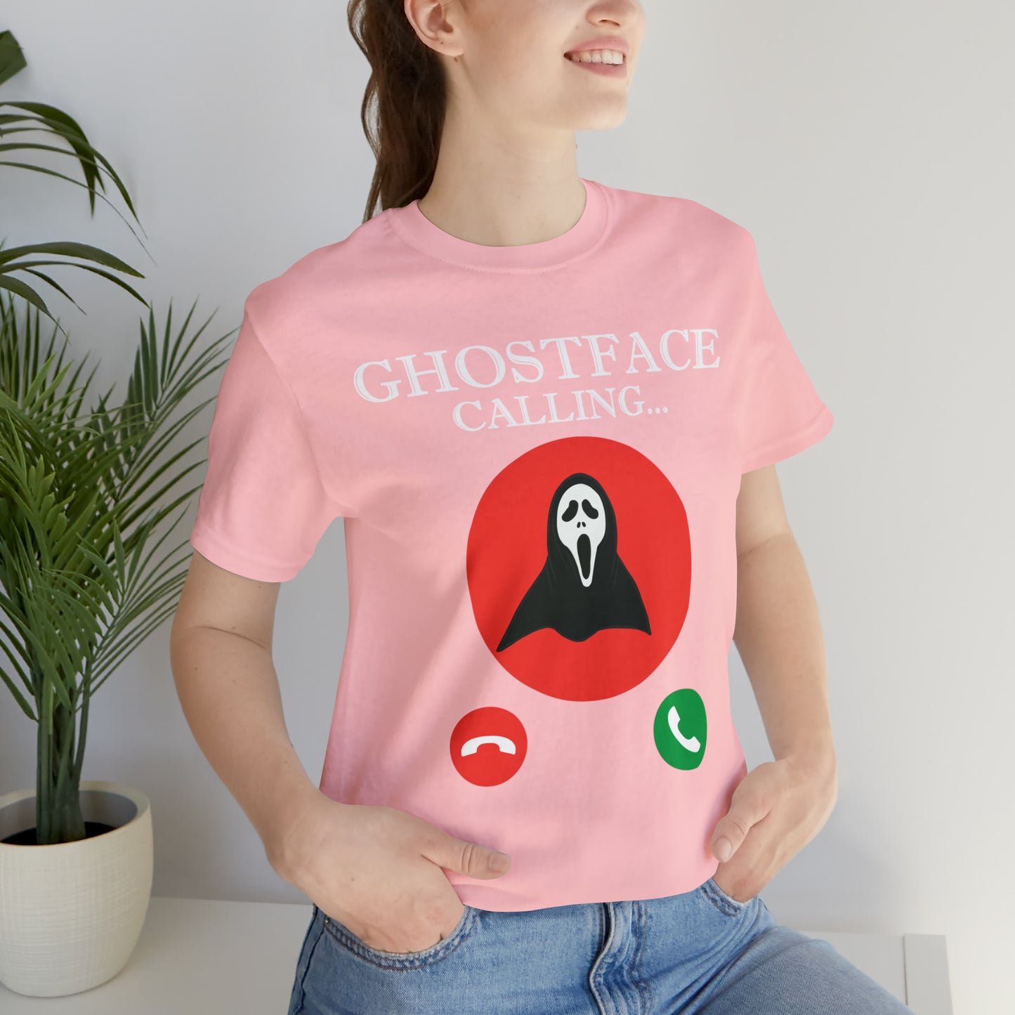 Ghost Face is Calling Halloween Unisex Jersey Short Sleeve Tee Gifts For her Gifts for Him