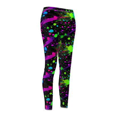Pink & Green Paint Splatters Casual Leggings Women's Cut & Sew Casual Leggings (AOP)