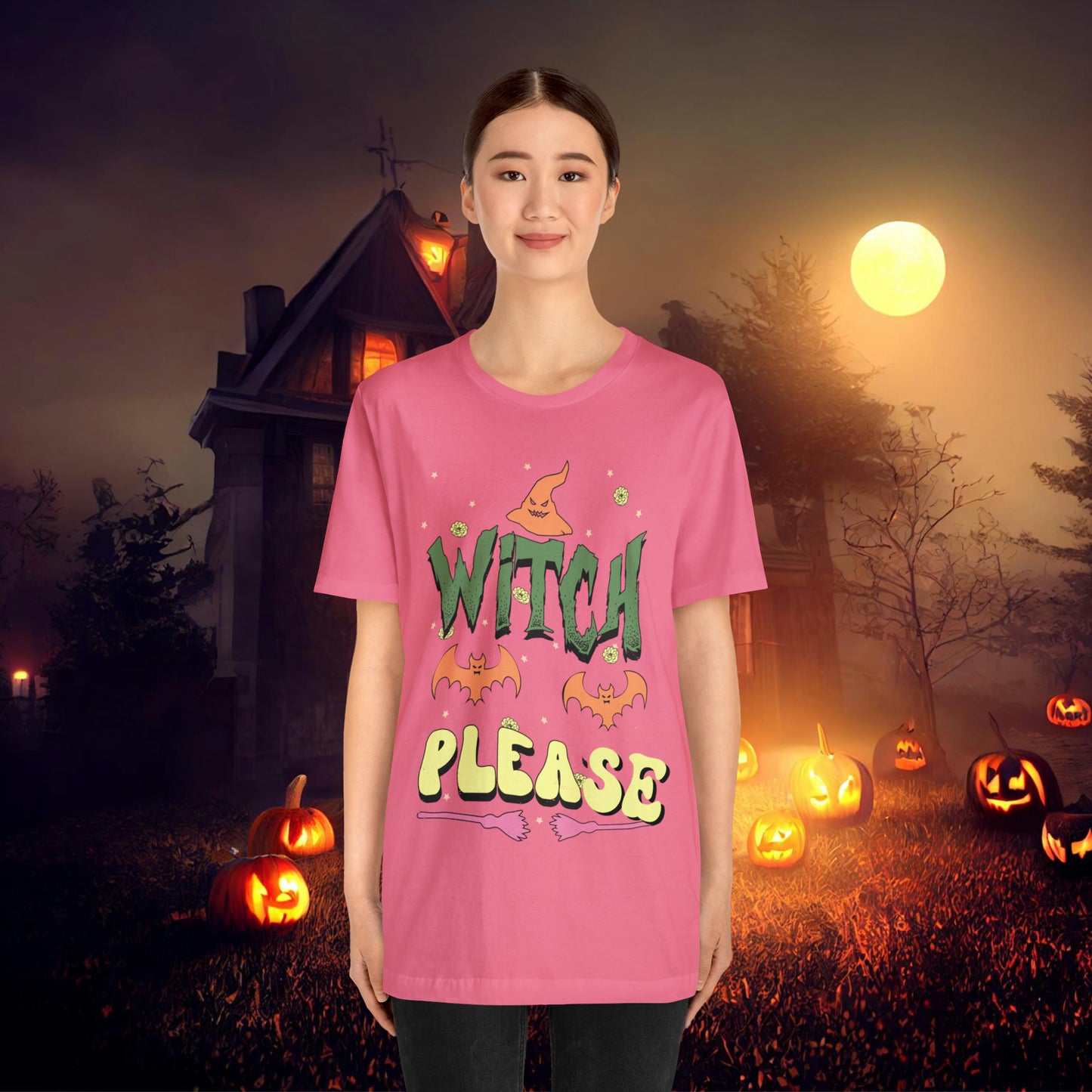 Witch Please Retro Groovy Halloween Unisex Jersey Short Sleeve Tee Gifts for Her Gifts for him