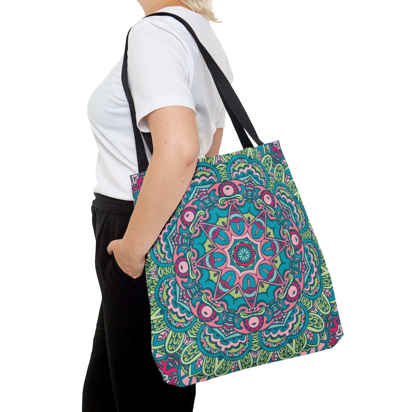 Green and Blue Boho Vibes Tote Bag - AOP Design for Stylish Carrying