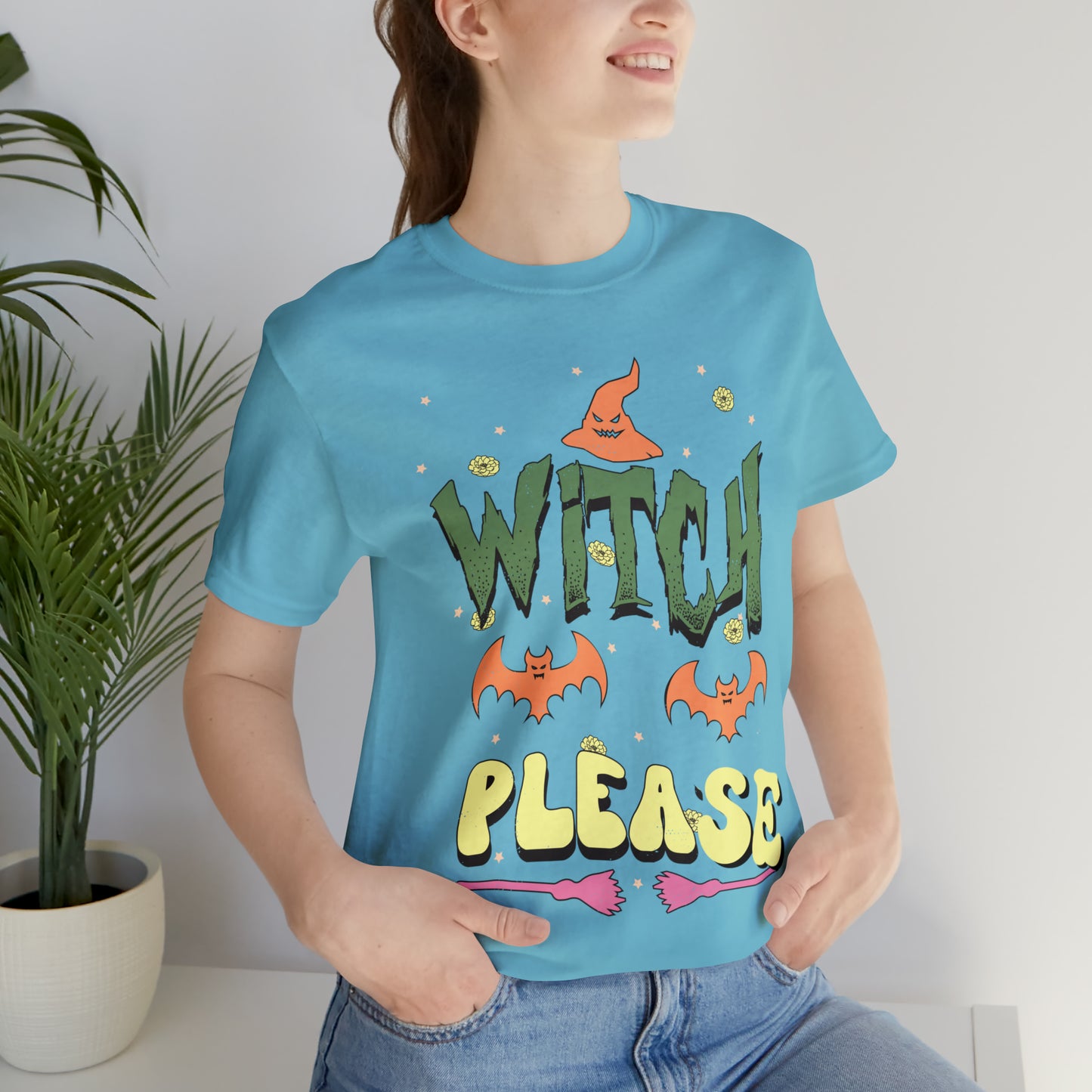 Witch Please Retro Groovy Halloween Unisex Jersey Short Sleeve Tee Gifts for Her Gifts for him