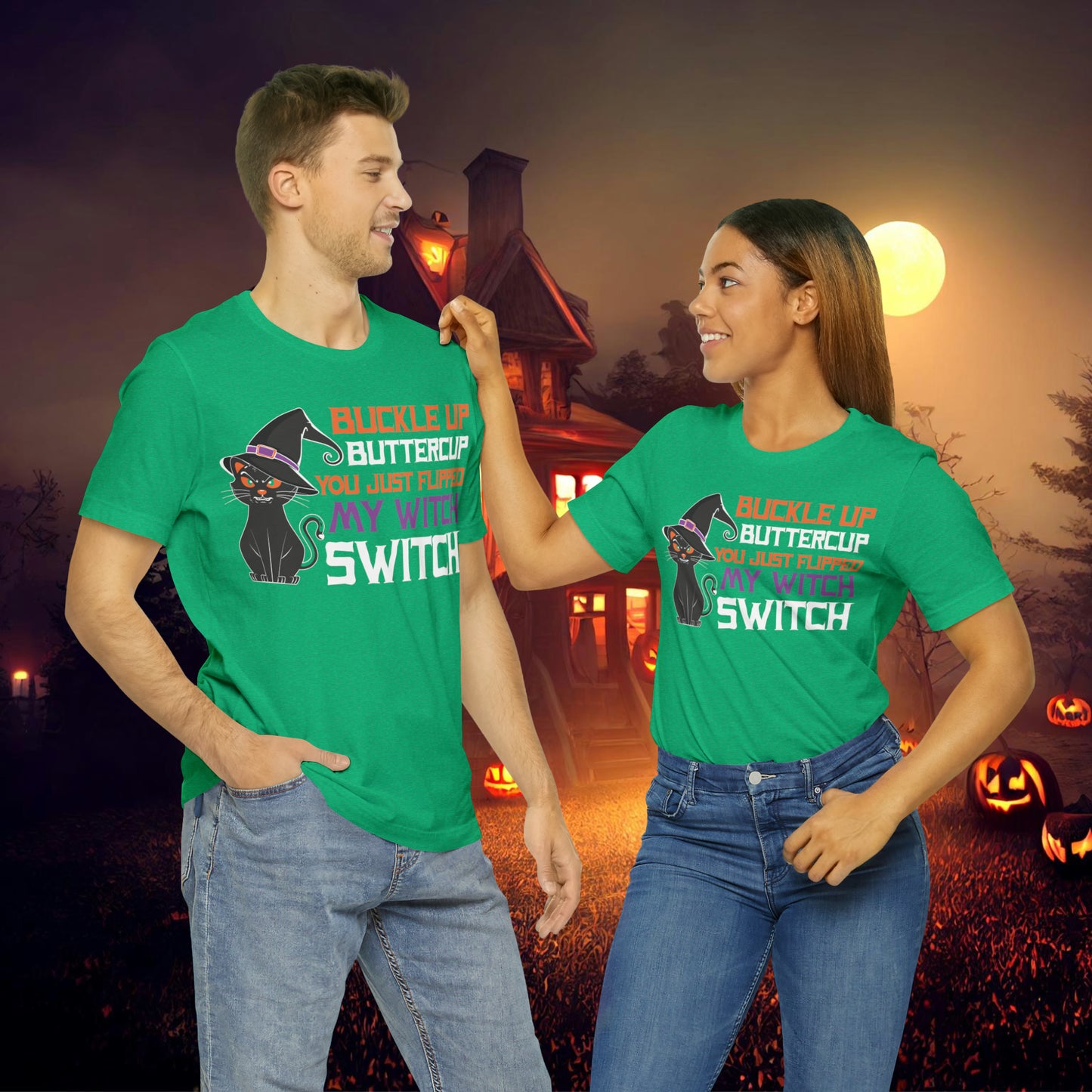 Halloween Buckle up Buttercup you just flipped my Witch Switch Unisex Jersey Short Sleeve Tee Gifts for Her