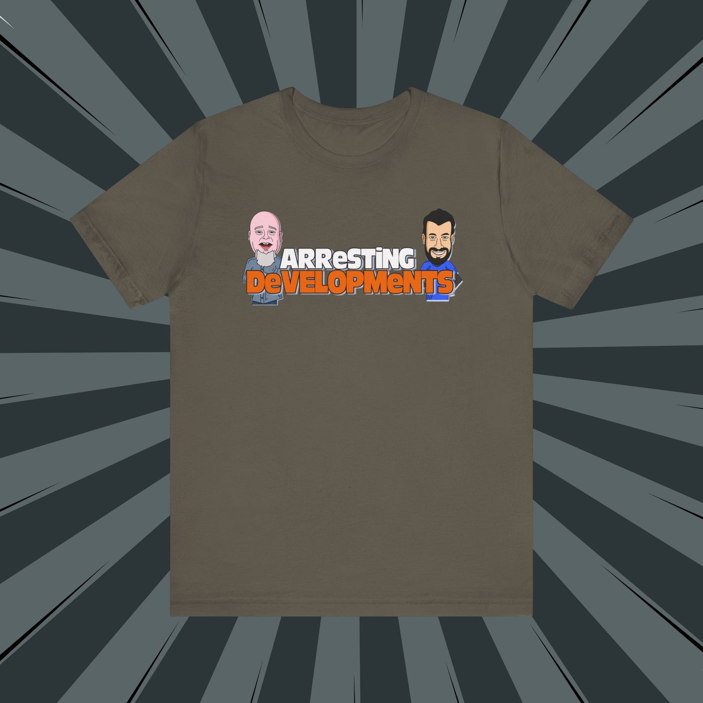 Arresting Developments Illustrated Tee – True Crime Podcast Shirt Featuring Mike Willever & Producer Joe