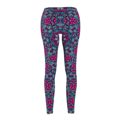 Green & Pink Boho Harmony Leggings Women's Cut & Sew Casual Leggings (AOP)