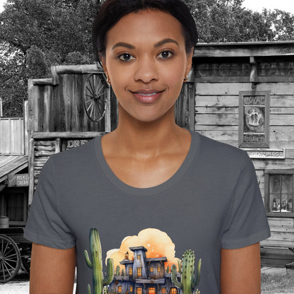 Desert Ghost Town Spooks Western Halloween Women's Organic Short Sleeve T-Shirt Gifts for Her