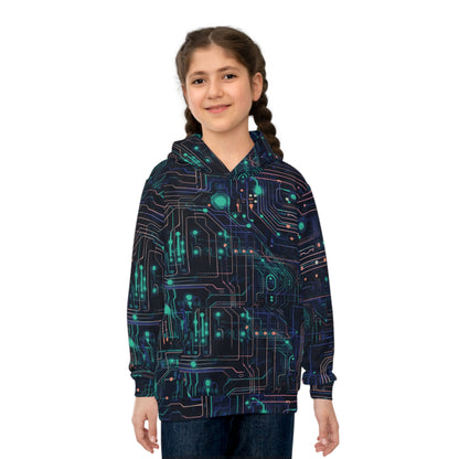 Pixel Pop: Neon Circuit Hoodie Children's Hoodie (AOP)