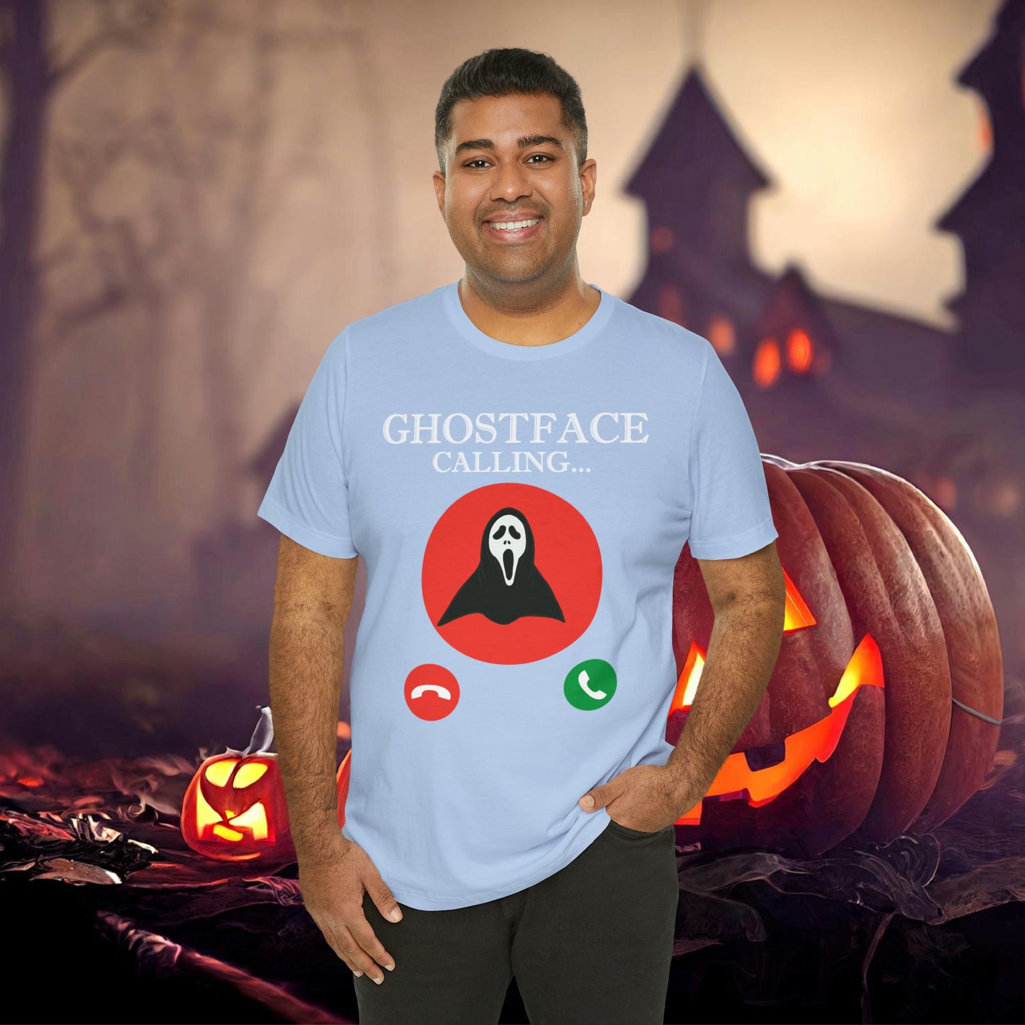 Ghost Face is Calling Halloween Unisex Jersey Short Sleeve Tee Gifts For her Gifts for Him