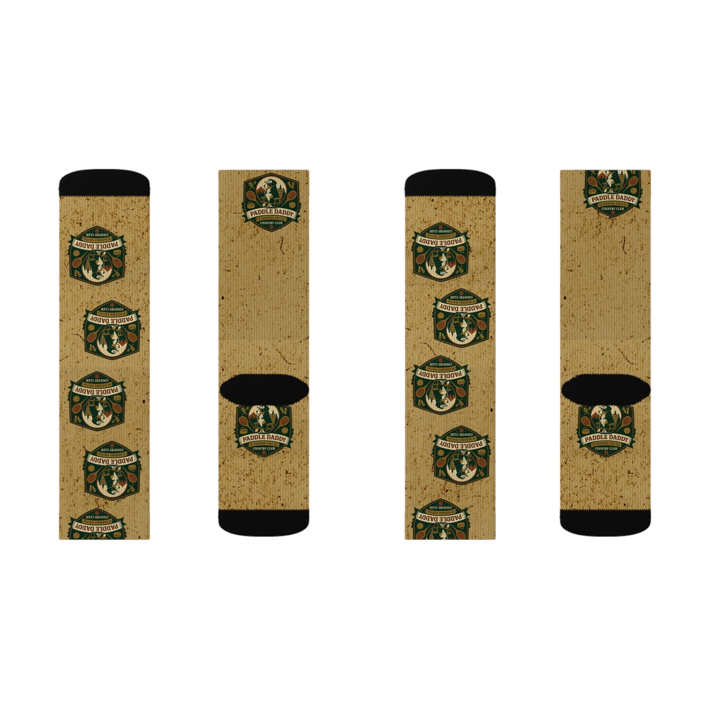 Paddle Daddy Country Club Socks – Chloe-Stamped Lore for Your Feet Rustic Camp-Themed Sublimation Socks, Cozy Adventure Gift, Hiking Accessories, Camping Gear, Unique Sock Design