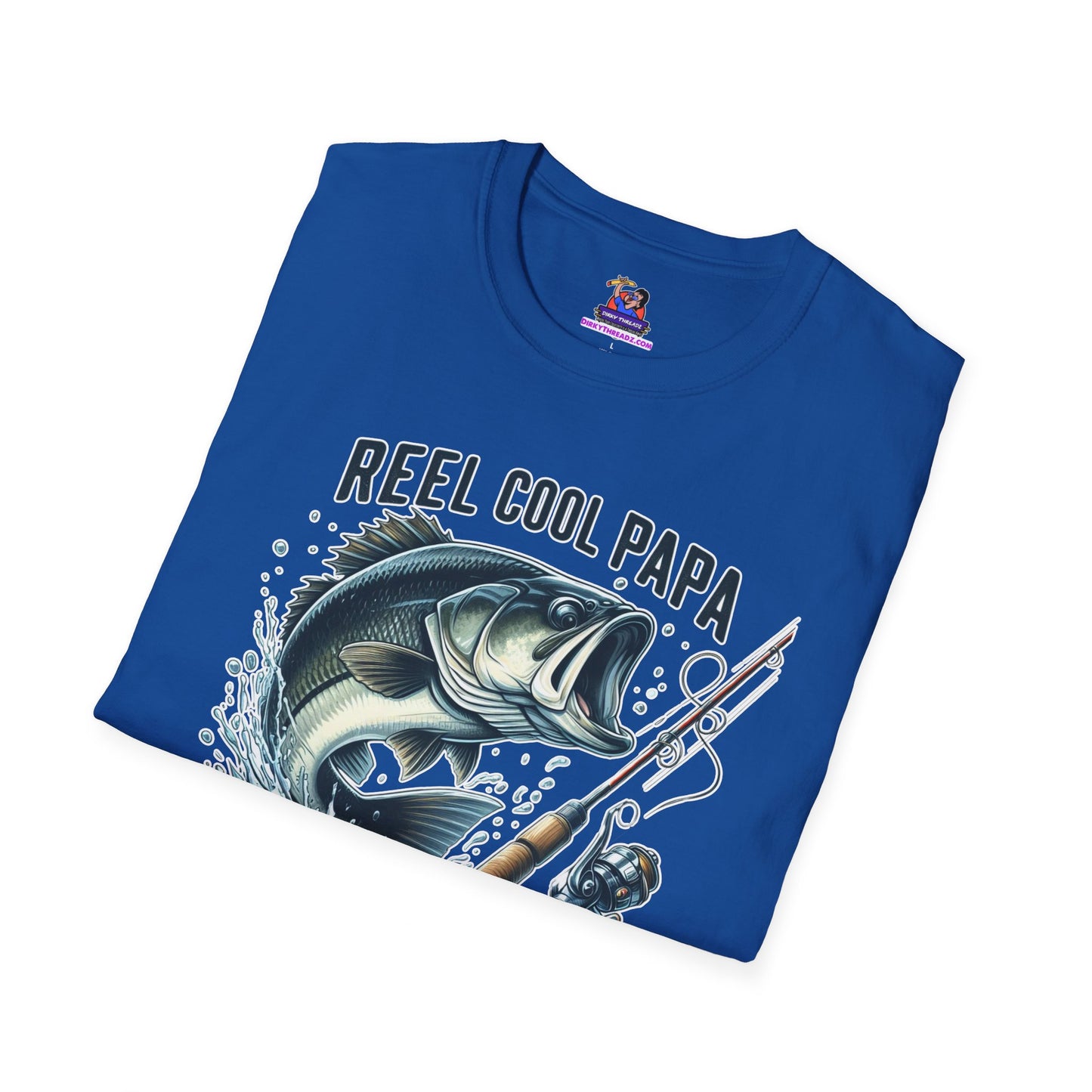 Reel Cool Papa Unisex Softstyle T-Shirt Fishing humor, Fisherman Gift Pun T-Shirt Funny Fish Tee Fishy Vibes Unique Unisex Tee