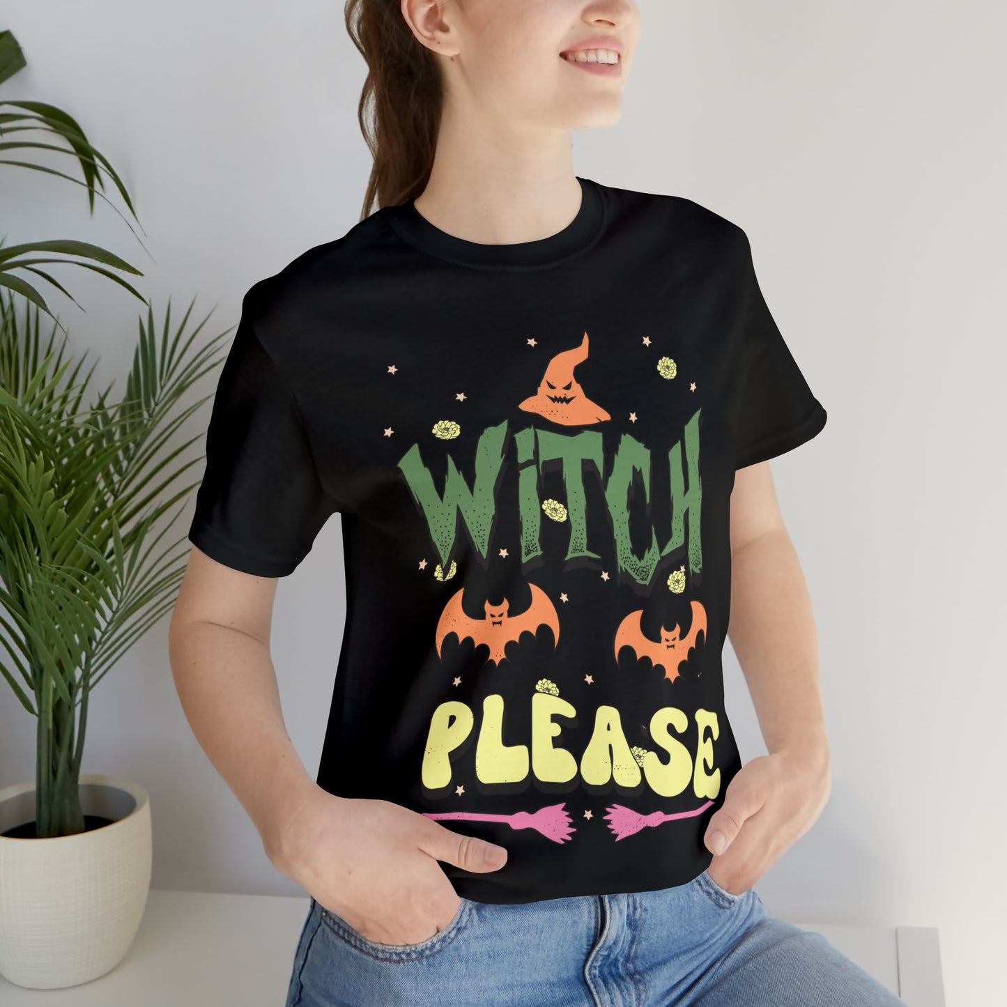 Witch Please Retro Groovy Halloween Unisex Jersey Short Sleeve Tee Gifts for Her Gifts for him