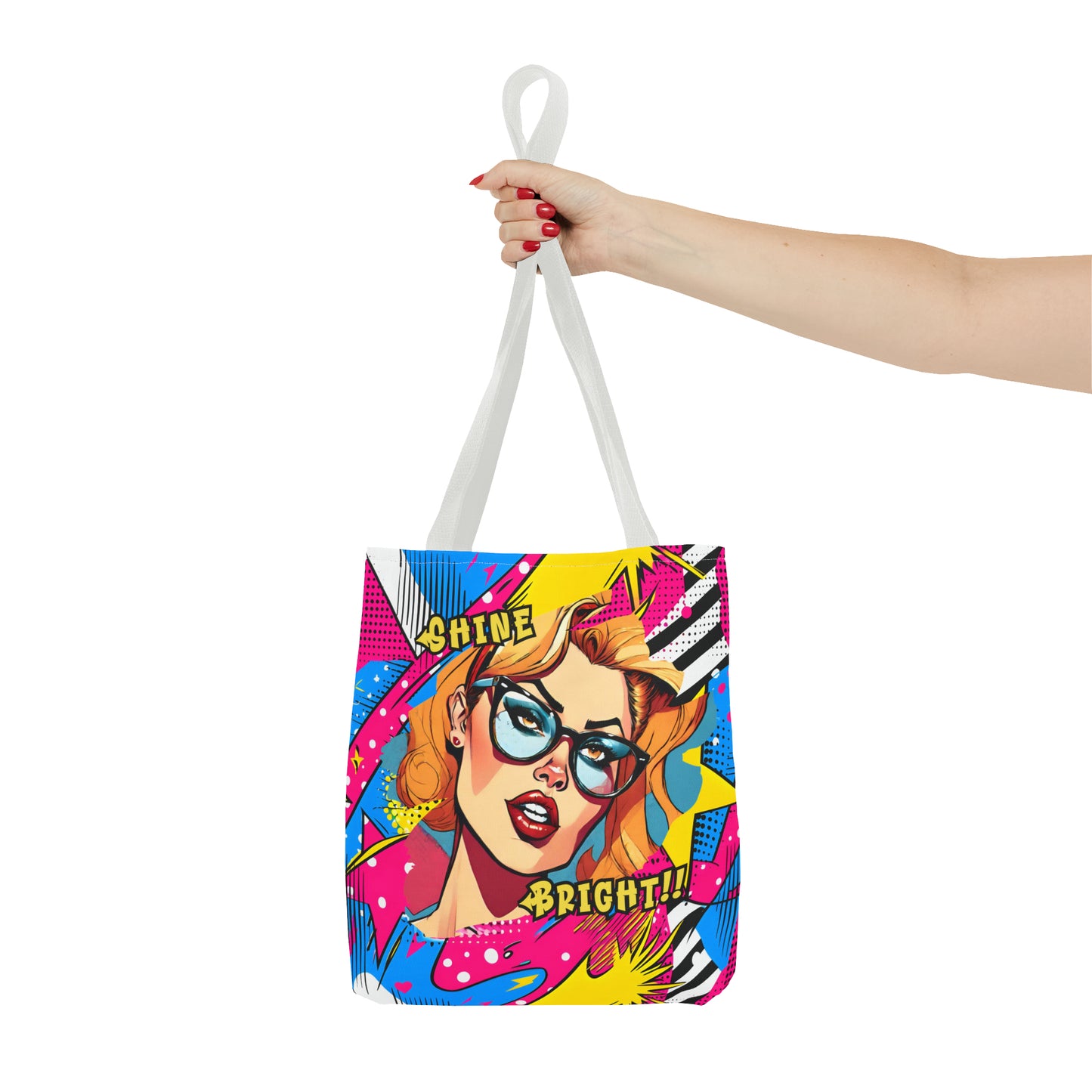 Shine Bright Lady on a Abstract Comic Pop AOP Tote Bag