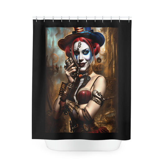 Hyper Realistic Steampunk Harley Quinn Polyester Shower Curtain