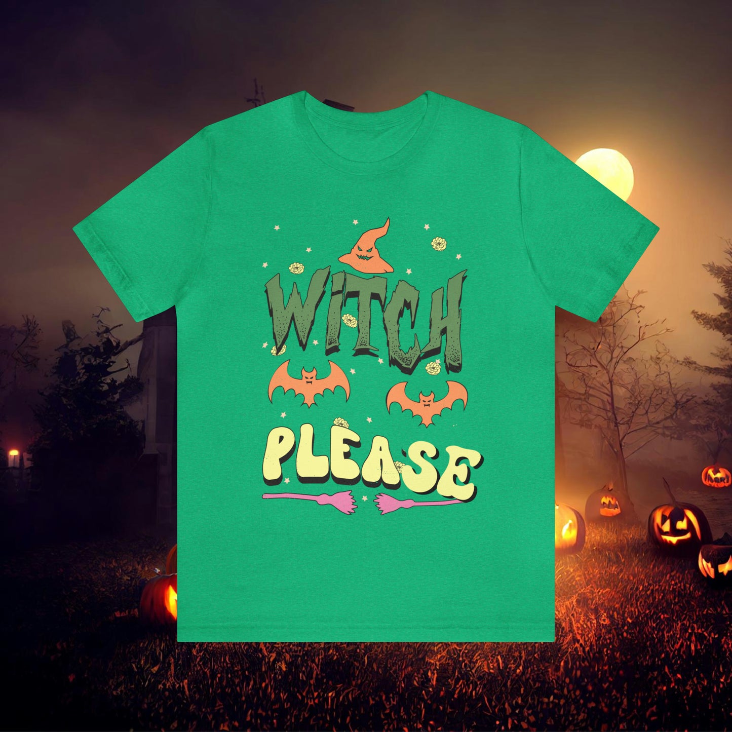 Witch Please Retro Groovy Halloween Unisex Jersey Short Sleeve Tee Gifts for Her Gifts for him