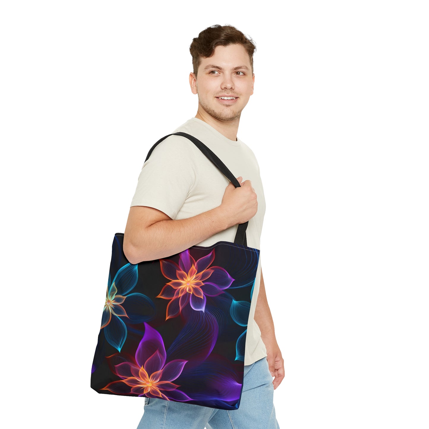 Funky Neon Petals All Over Print Tote Bag