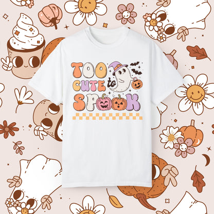 Too Cute to Spook Retro Groovy Halloween Unisex Garment-Dyed T-shirt Gifts for Him Gifts for Her
