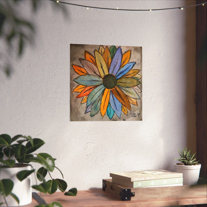 Matte Vertical Poster — Colorful Watercolor Sunflower Art Print from Artist Cailee Miller