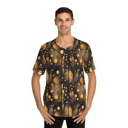 Halloween Orange Yellow Flying Orbs Men's Baseball Jersey (AOP)