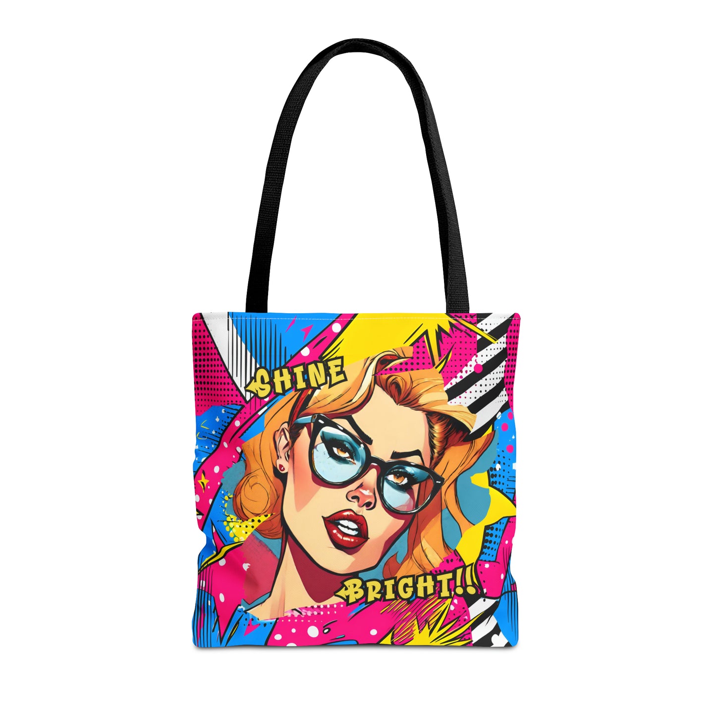 Shine Bright Lady on a Abstract Comic Pop AOP Tote Bag