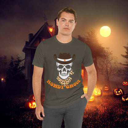 Howdy Ghoul Skeleton Sheriff Retro Halloween Unisex Jersey Short Sleeve Tee Gifts for her