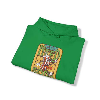 "DirkyThreadz Soda Splash Hoodie - PlayfulDesign with Cartoon Soda Graphic"