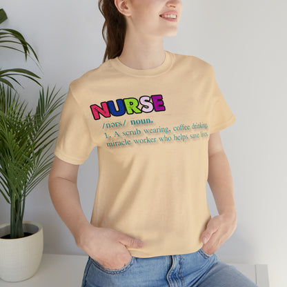 Definition of a Nurse Unisex Jersey Tee Bella+Canvas 3001 Healthcare Gift Medical Students, Soft Fabric, Various Sizes Available
