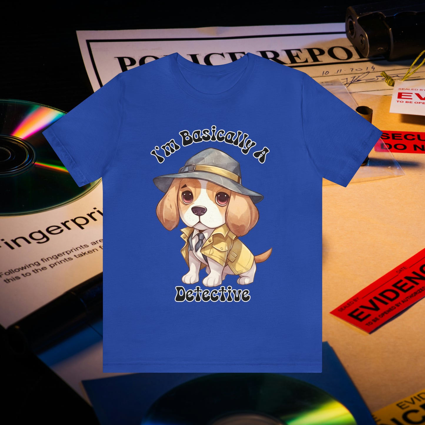 Detective Beagle Puppy True Crime I'm Basically a Detective Unisex Jersey Short Sleeve Tee Gift for Dog Lovers Gifts for him Gifts for her