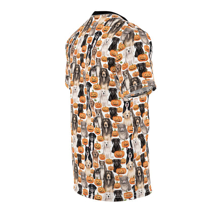 Halloween Dogs and Pumpkins Unisex Cut & Sew Tee (AOP)