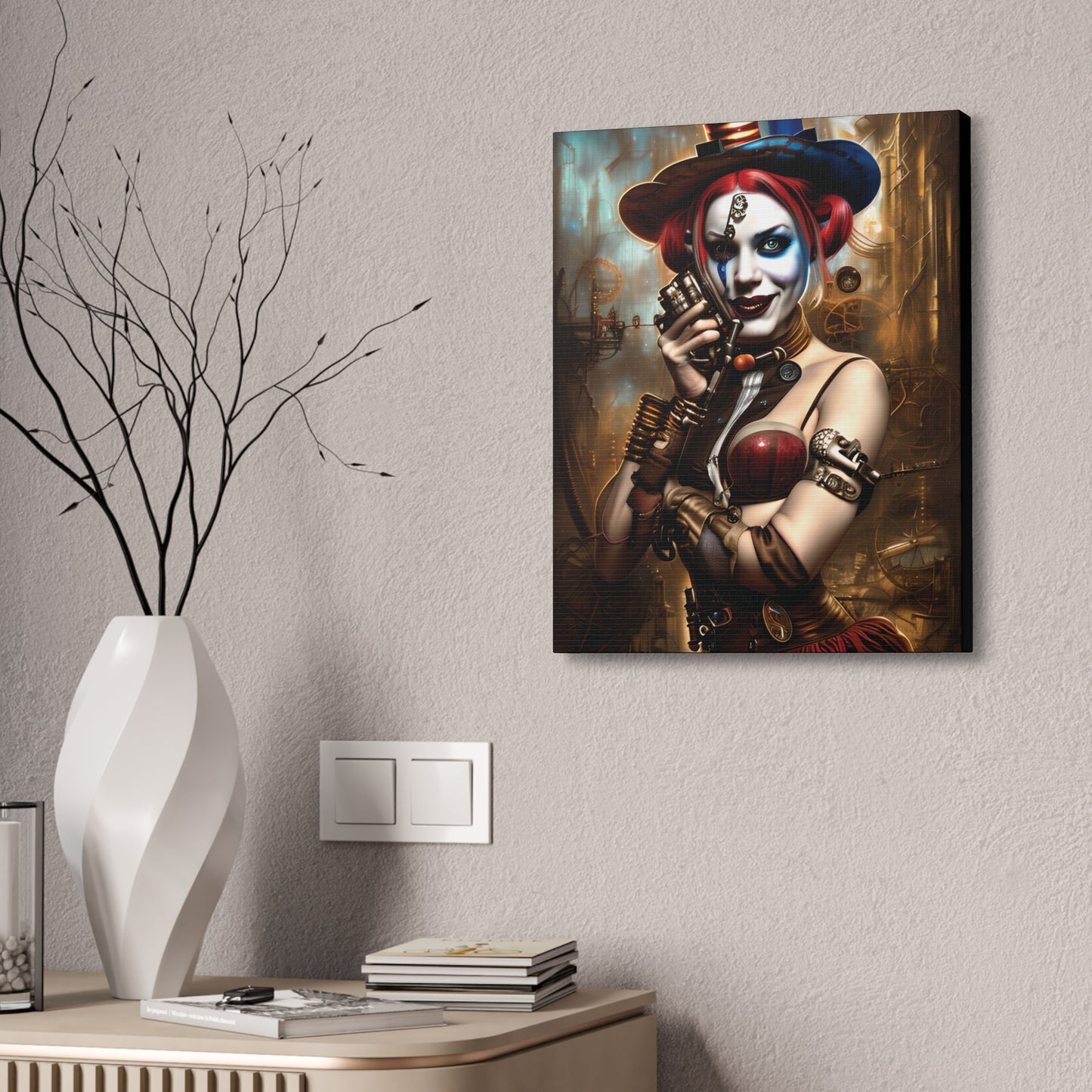 Hyper Realistic Steampunk Harley Quinn Canvas Stretched, 1.5''