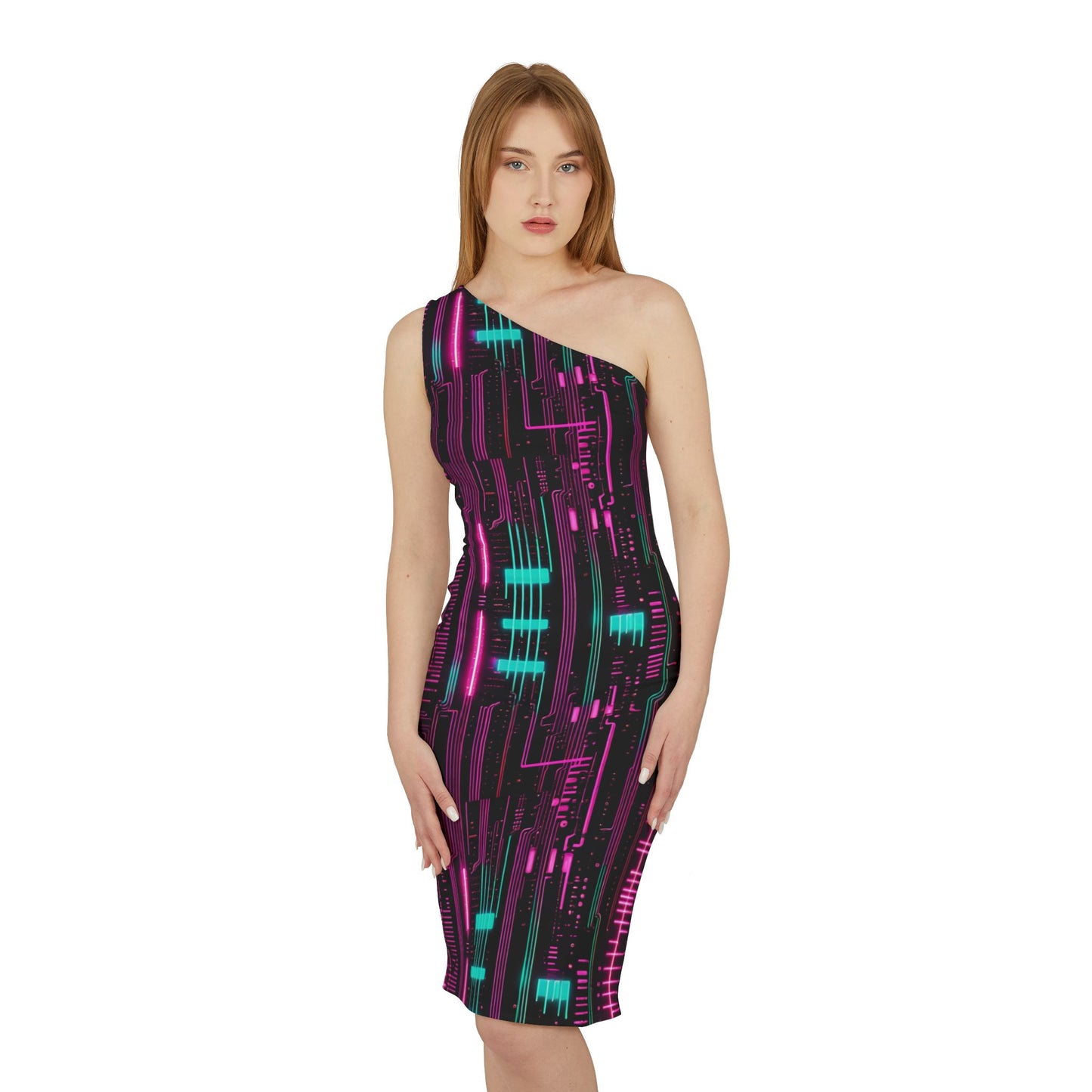 Wearable Tech: AOP Circuit Board Fashion Shoulder Dress (AOP)