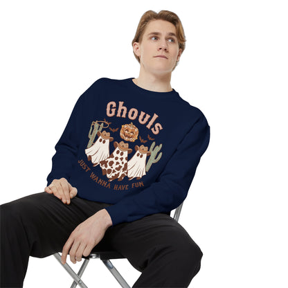 Ghouls Just Wanna Have Fun Western Halloween Unisex Garment-Dyed Sweatshirt