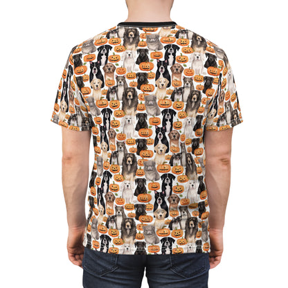 Halloween Dogs and Pumpkins Unisex Cut & Sew Tee (AOP)