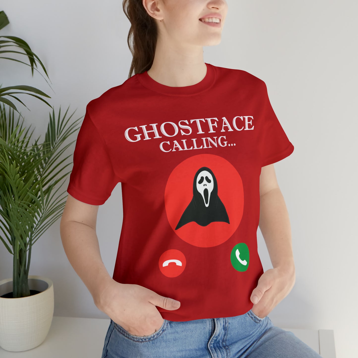 Ghost Face is Calling Halloween Unisex Jersey Short Sleeve Tee Gifts For her Gifts for Him