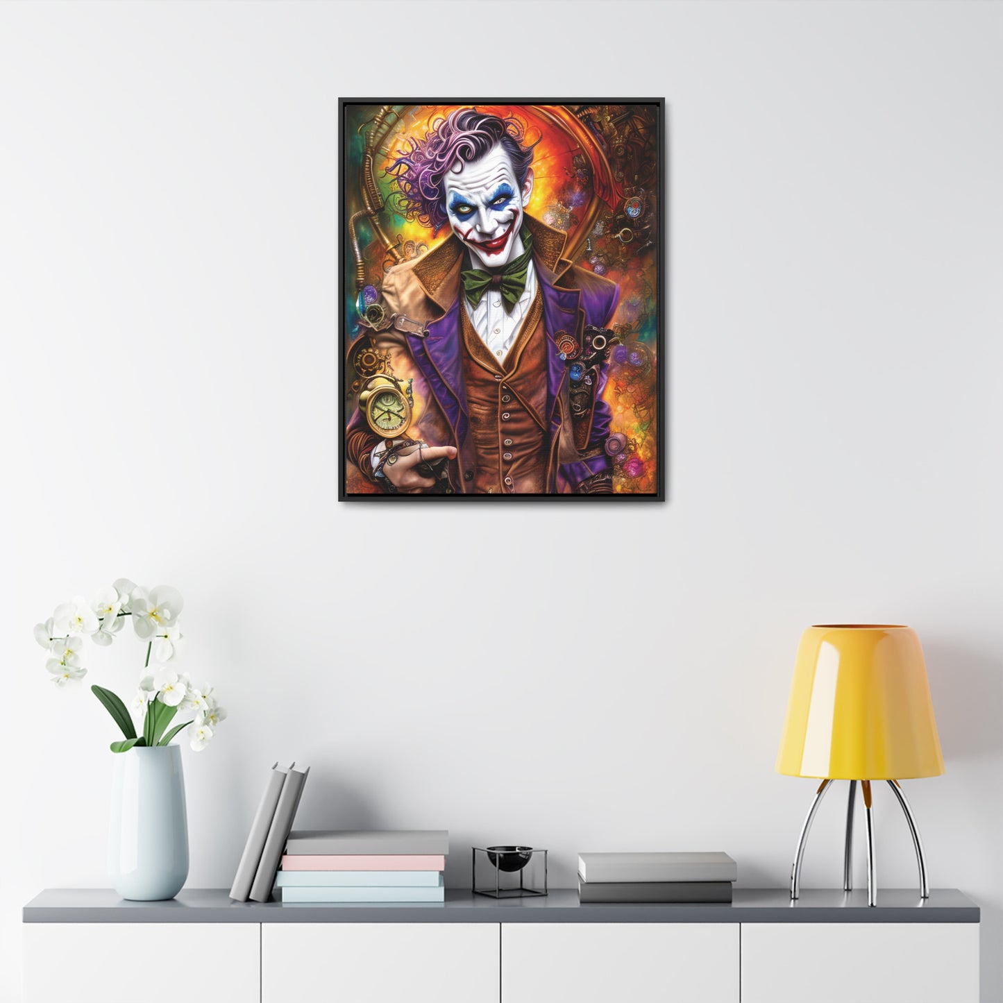 Steampunk-Joker-Hearts-Tribal-Fractal Gallery Canvas Wraps, Vertical Frame