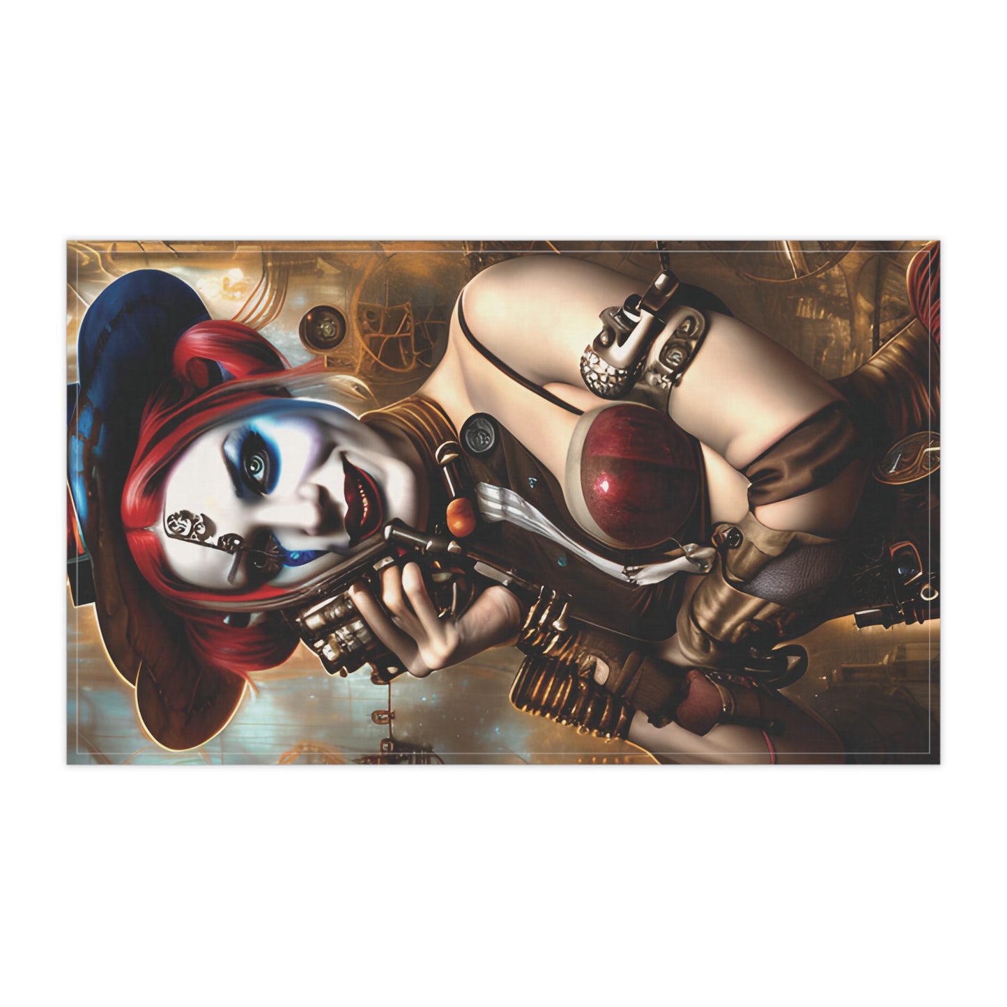 Hyper Realistic Steampunk Harley Quinn Kitchen Towel