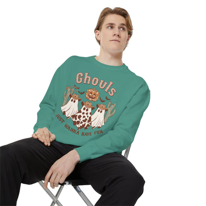 Ghouls Just Wanna Have Fun Western Halloween Unisex Garment-Dyed Sweatshirt