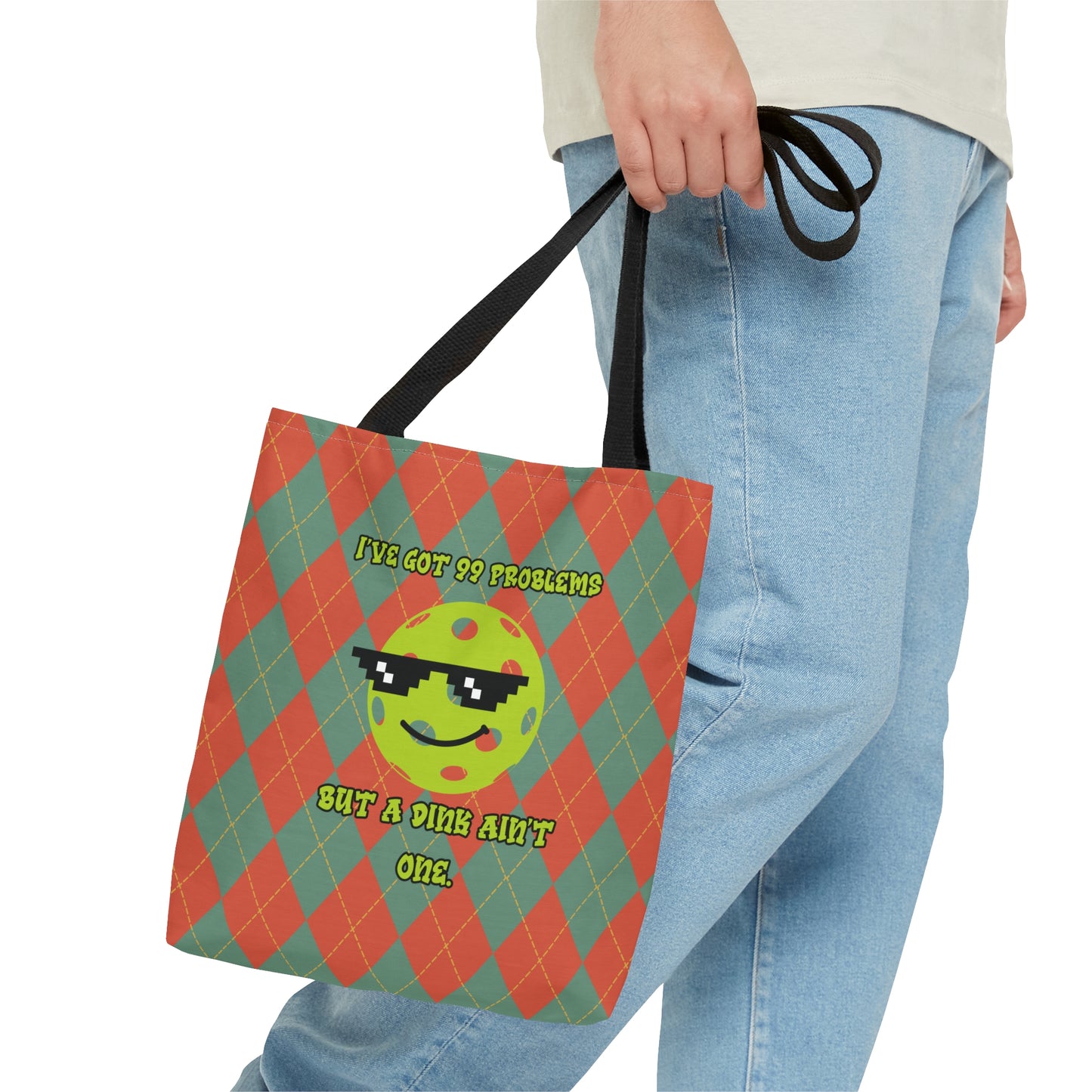 Vintage Rhombus Pattern Pickleball AOP Tote Bag - Carry Your Essentials with Humorous Style