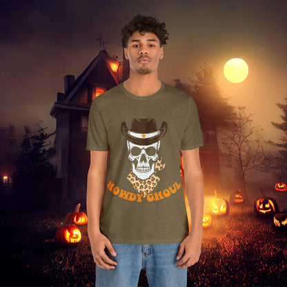 Howdy Ghoul Skeleton Sheriff Retro Halloween Unisex Jersey Short Sleeve Tee Gifts for her